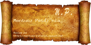 Mentusz Petúnia névjegykártya